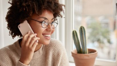 black female professional talking on the phone